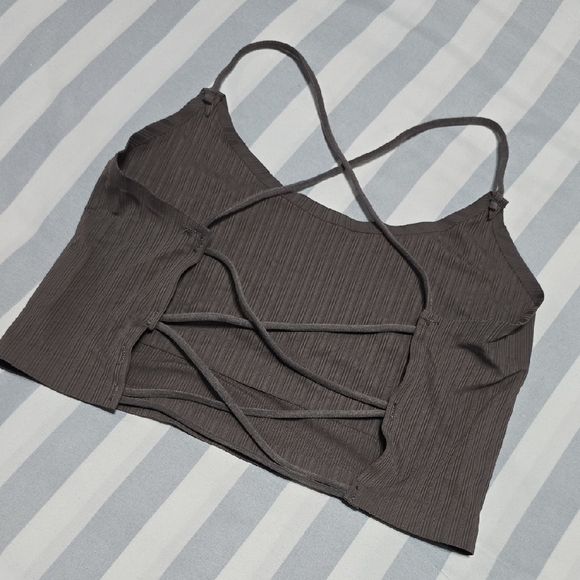 None Other - Gray Strappy NO SHOW Sports Bra